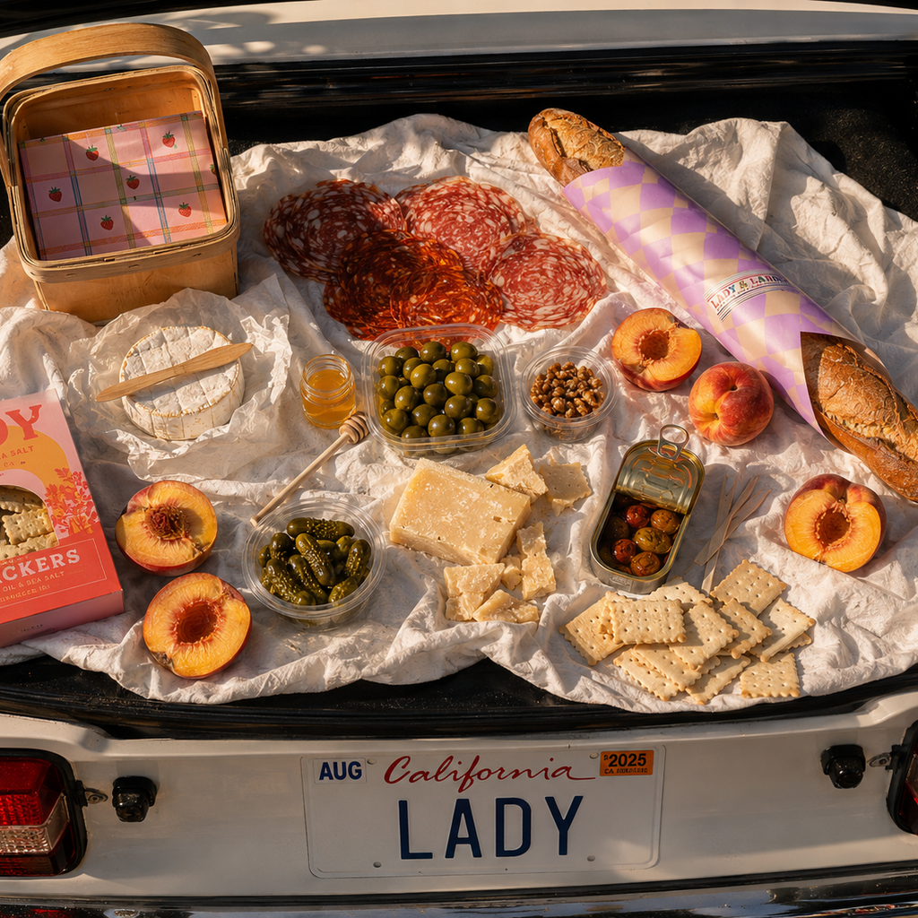 Picnic in trunck of cute car 